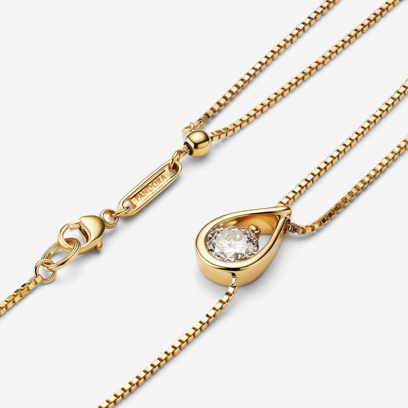 Gold Pandora Brilliance Lab-created 0.75 ct tw Diamond Double Collier Lab-Created Diamond Necklaces | PHFA09462