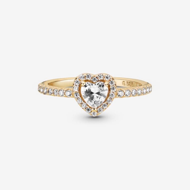 Gold Pandora Elevated Halo & Solitaire Rings | MUCW20583