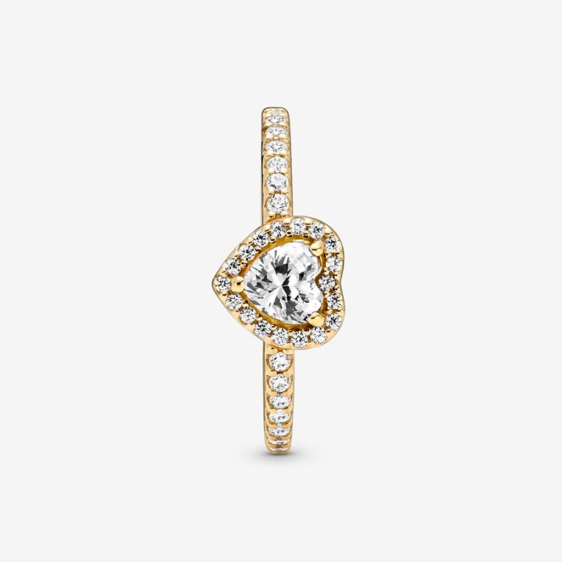 Gold Pandora Elevated Halo & Solitaire Rings | MUCW20583