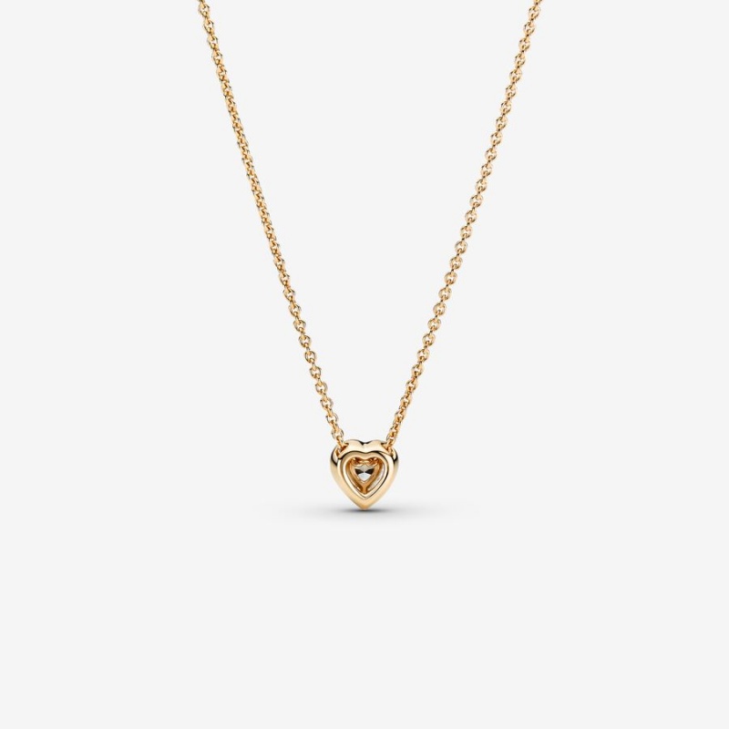 Gold Pandora Elevated Heart Pendant Necklaces | MPWT98710