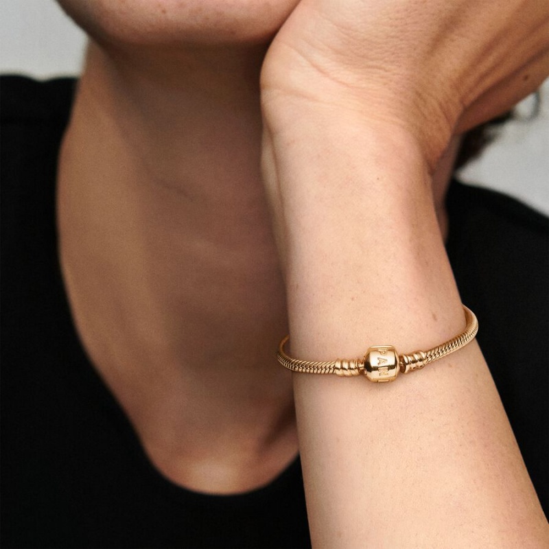 Gold Pandora Moments Snake Chain Bracelets | LAEC23859