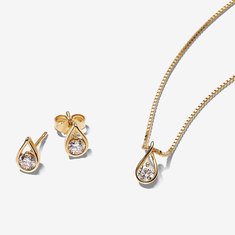 Gold Pandora Necklace & Earring Sets | EZBW64210