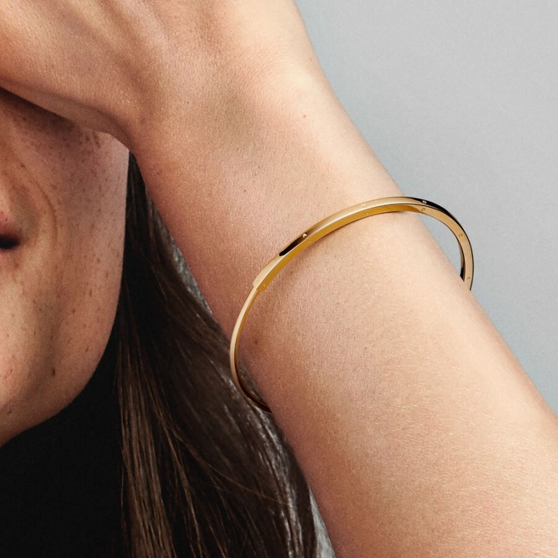 Gold Pandora Signature I-D Bangle Bangles | IZKO62038