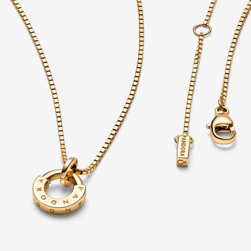 Gold Pandora Signature I-D Collier Pendant Necklaces | JWAV68012