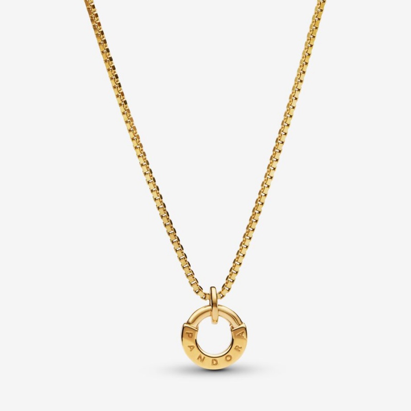 Gold Pandora Signature I-D Collier Pendant Necklaces | JWAV68012