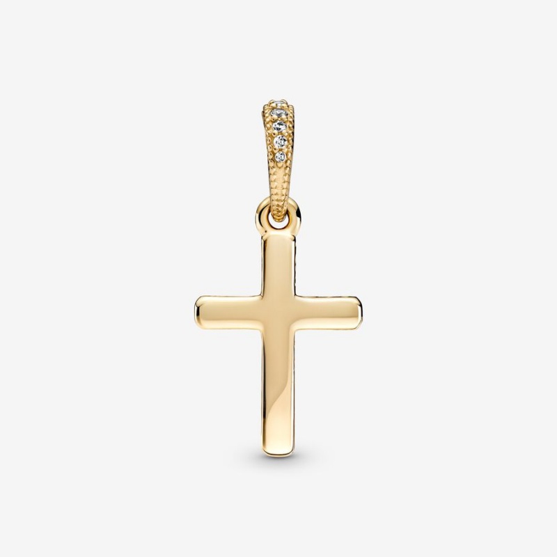 Gold Pandora Sparkling Cross Pendants | RKQF96427