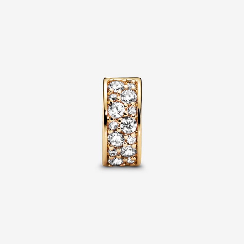 Gold Plated Pandora Clear Pavé Clip Clips | NGBH54830