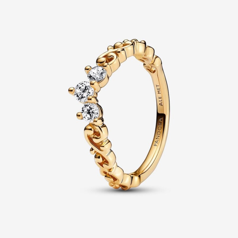 Gold Plated Pandora Elegant Sparkle Ring Sets | HBVL64032