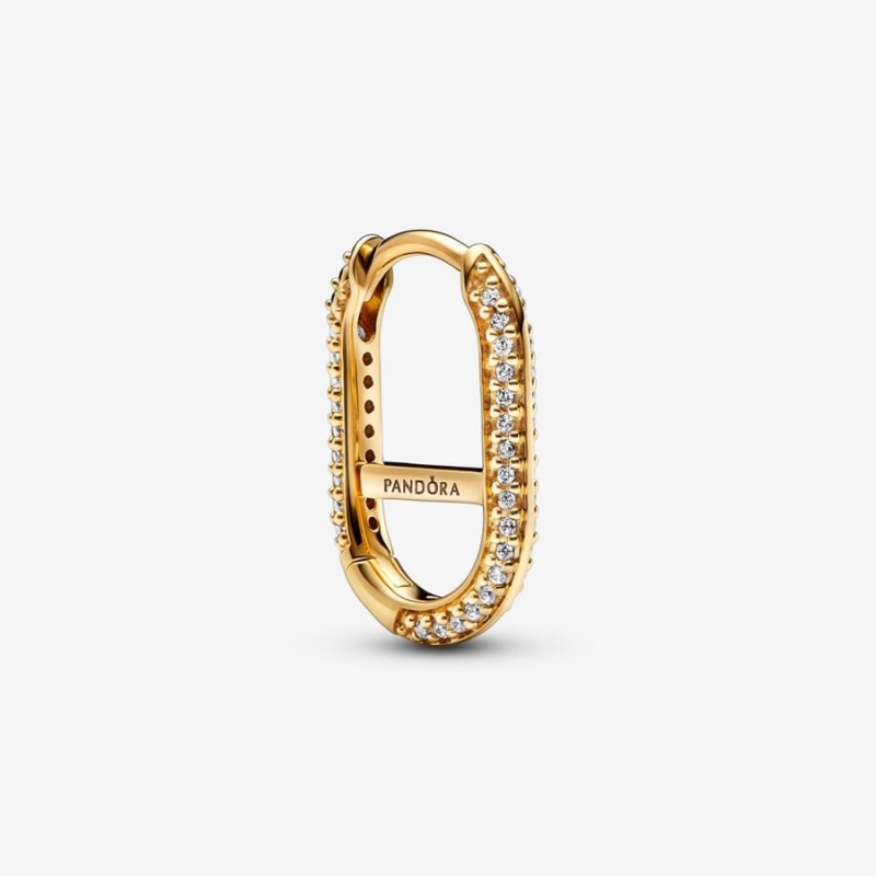 Gold Plated Pandora ME Pavé Link Earring Hoop Earrings | JRPY03756