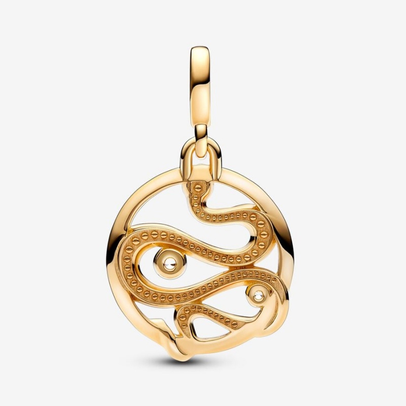 Gold Plated Pandora ME Pavé Snake Medallion Pendants | EFMP31476