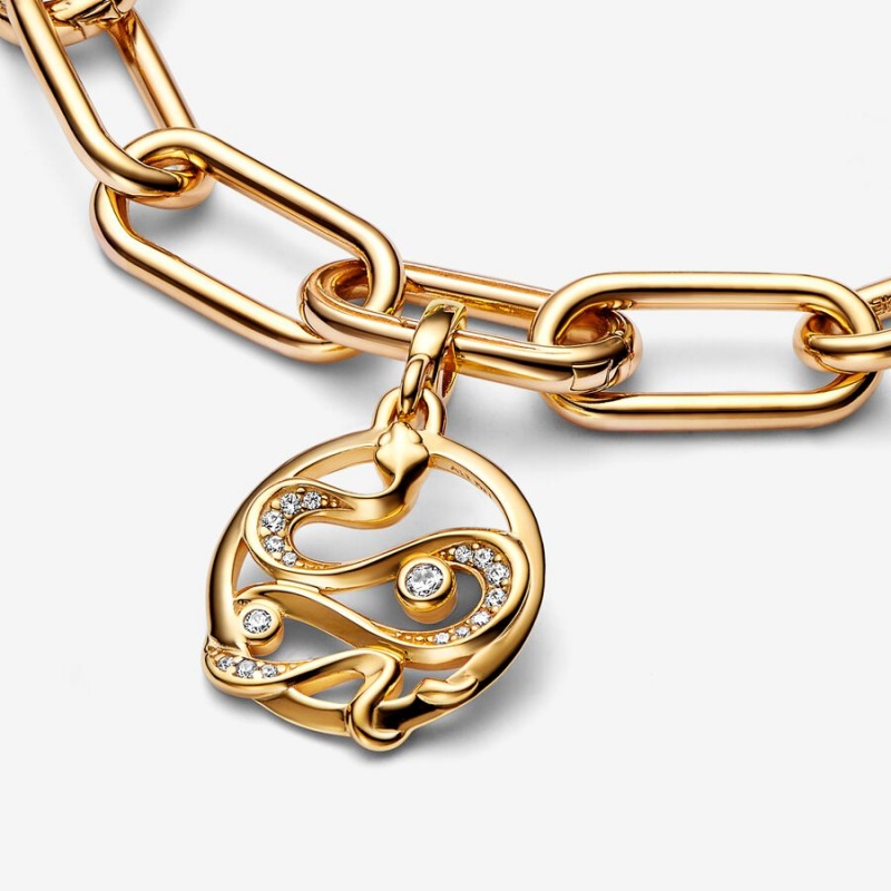 Gold Plated Pandora ME Pavé Snake Medallion Pendants | EFMP31476