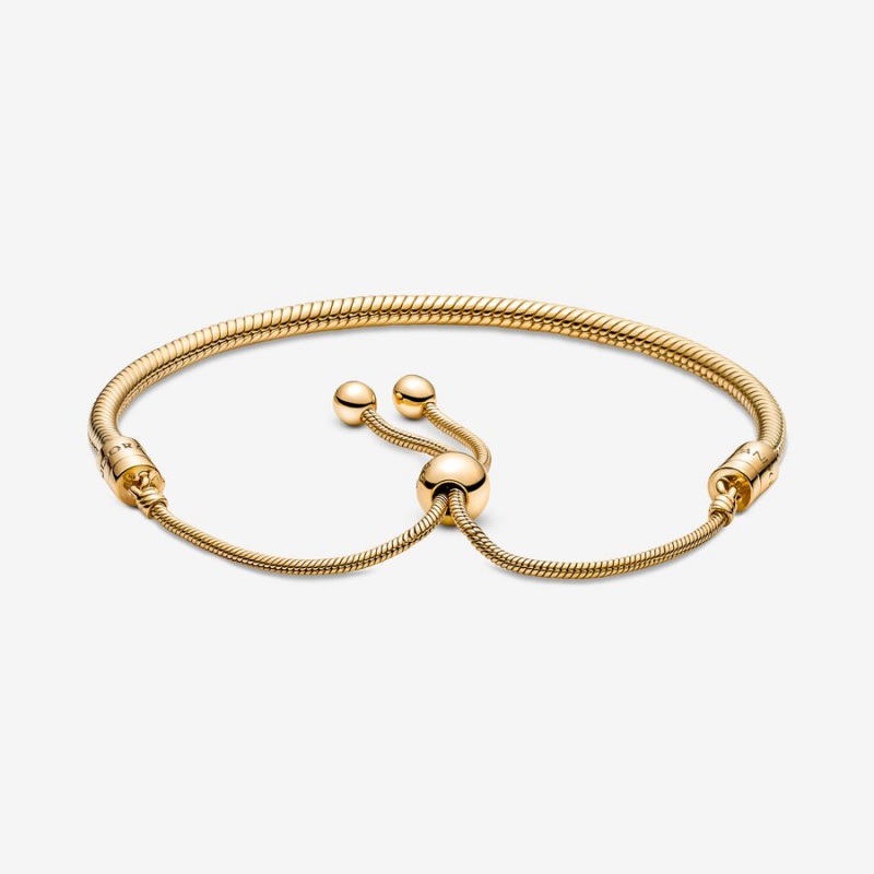 Gold Plated Pandora Moments Snake Slider Sliding Bracelets | YSFH83417