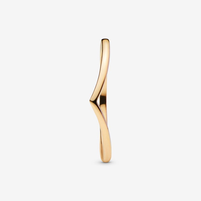 Gold Plated Pandora Polished Wishbone Stackable Rings | VEUT82350