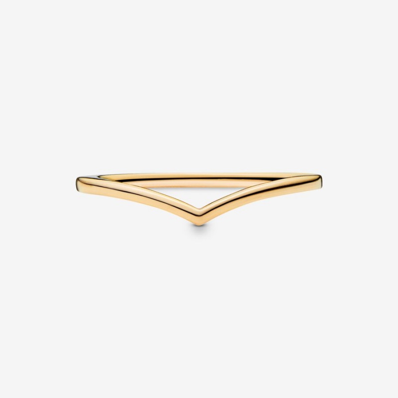 Gold Plated Pandora Polished Wishbone Stackable Rings | VEUT82350