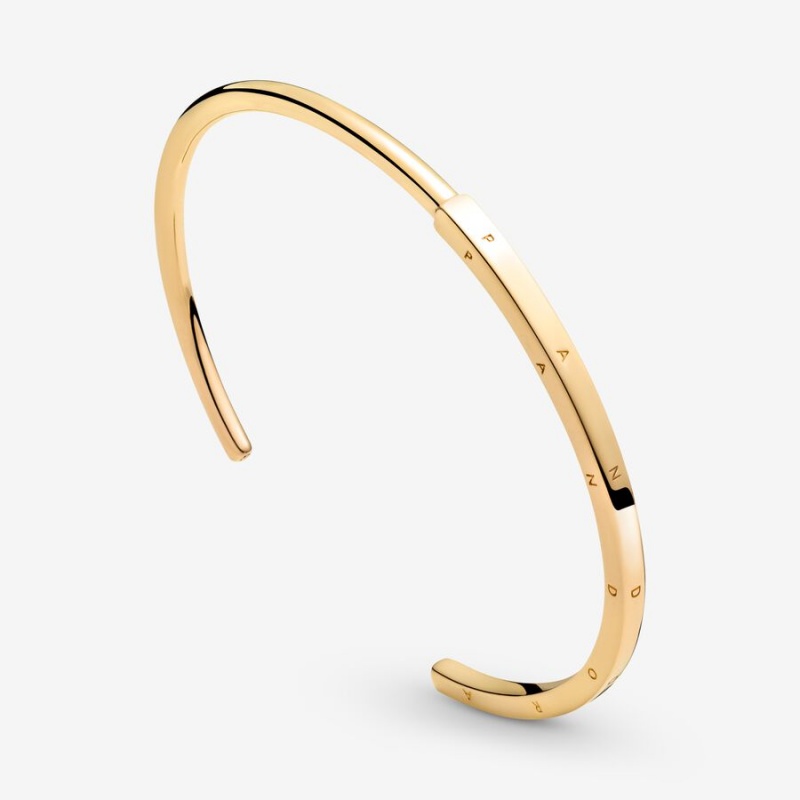 Gold Plated Pandora Signature I-D Open Bangle Bangles | UOXR97260