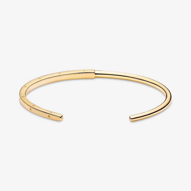 Gold Plated Pandora Signature I-D Open Bangle Bangles | UOXR97260