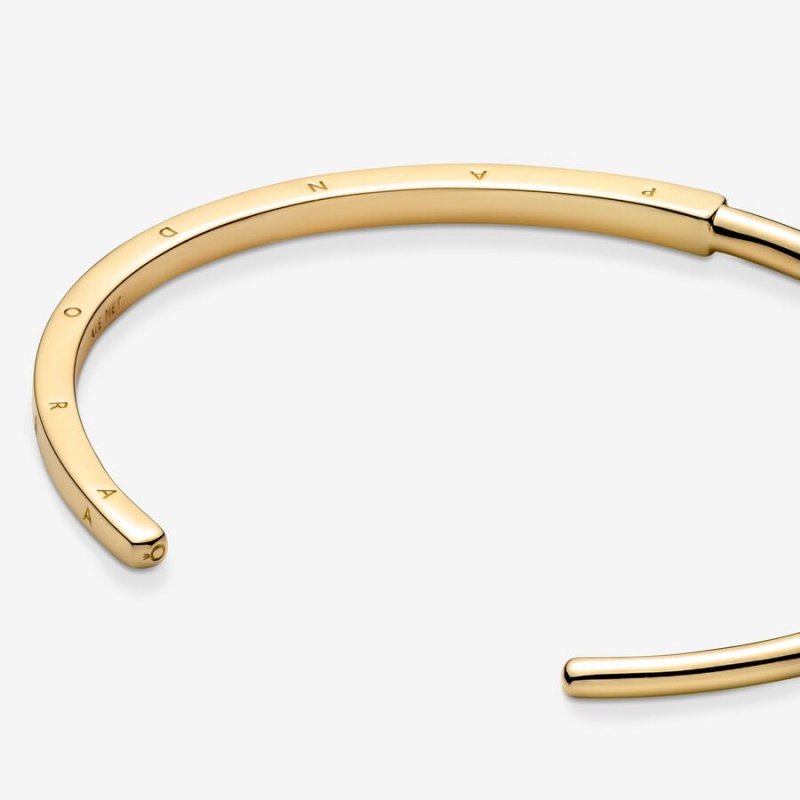 Gold Plated Pandora Signature I-D Open Bangle Bangles | UOXR97260