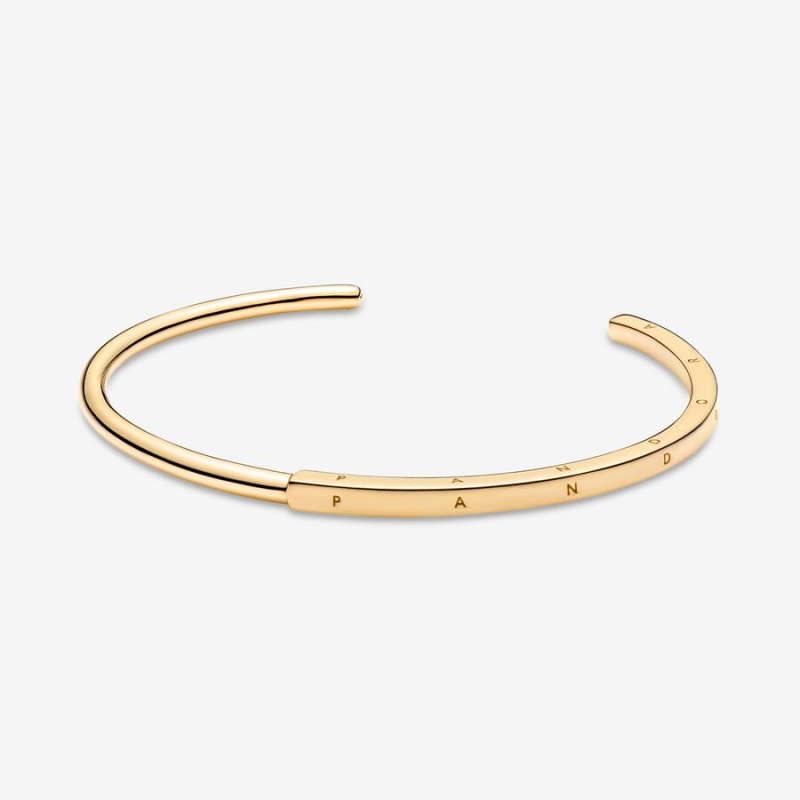 Gold Plated Pandora Signature I-D Open Bangle Bangles | UOXR97260