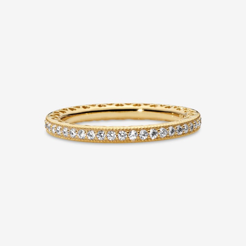 Gold Plated Pandora Sparkle Band Rings | PXWH56294