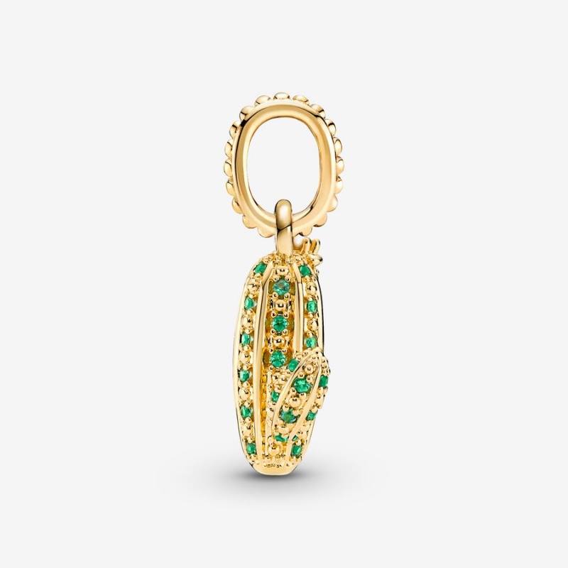 Gold Plated Pandora Sparkling Desert Cactus Pendants | ZYOQ54890