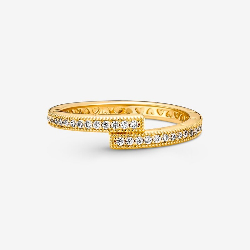 Gold Plated Pandora Sparkling Overlapping Stackable Rings | GXCJ06715