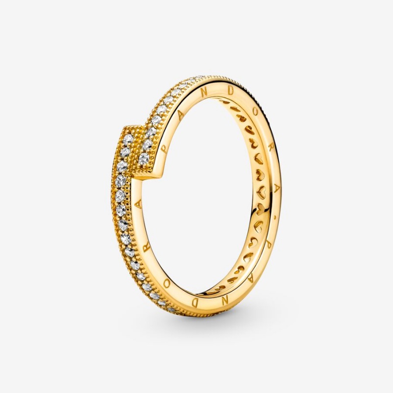 Gold Plated Pandora Sparkling Overlapping Stackable Rings | GXCJ06715