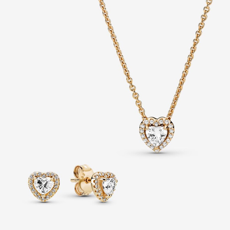 Gold Plated Pandora Sparkling Snowflake Jewelry Gift Set Necklace & Earring Sets | AYSP72346