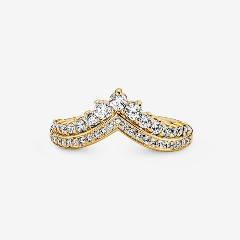 Gold Plated Pandora Timeless Wish Tiara Statement Rings | OKBP64835