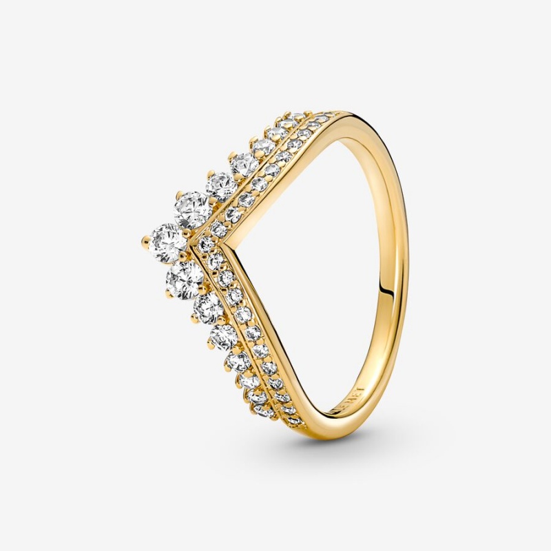 Gold Plated Pandora Timeless Wish Tiara Statement Rings | OKBP64835