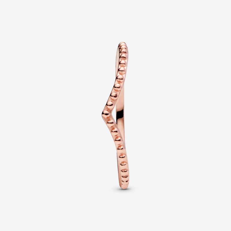 Rose Gold Plated Pandora Beaded Wishbone Stackable Rings | GPDS80562