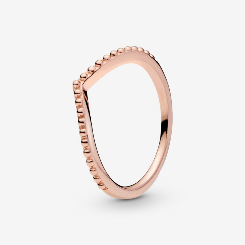 Rose Gold Plated Pandora Beaded Wishbone Stackable Rings | GPDS80562