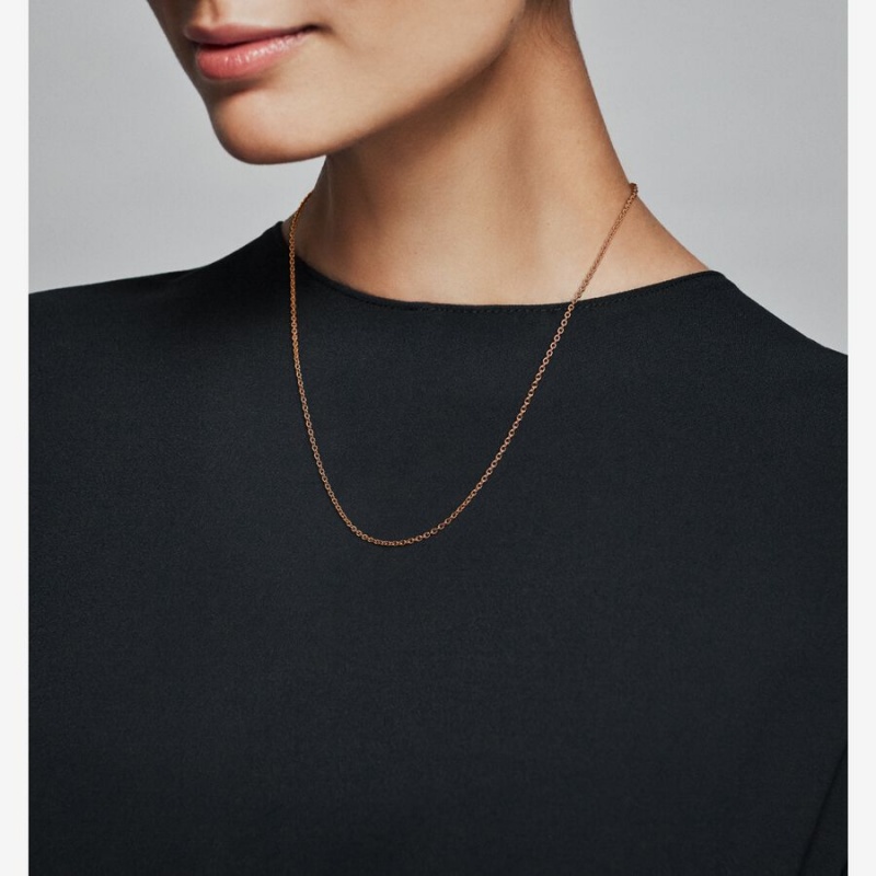 Rose Gold Plated Pandora Cable Chain Necklaces | KEHG93281