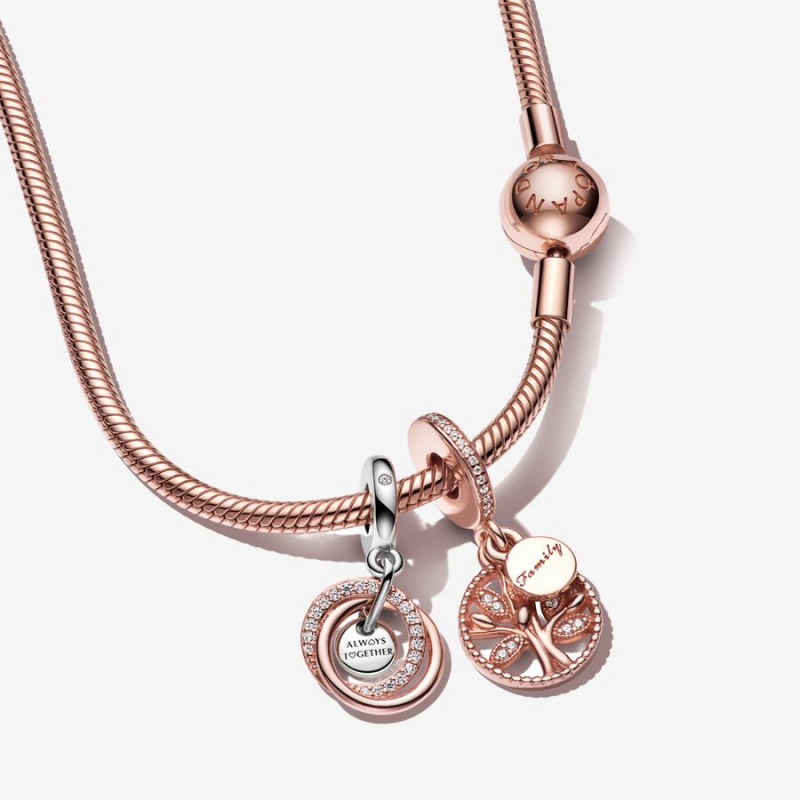 Rose Gold Plated Pandora Charm Holders | DJSE83459