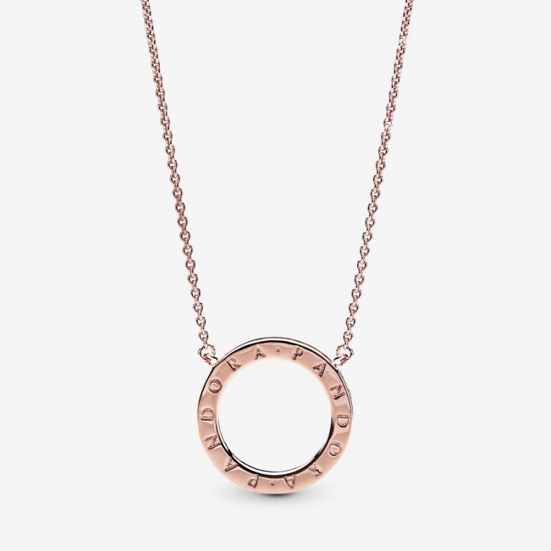 Rose Gold Plated Pandora Circle of Sparkle Chain Necklaces | EQHG71930