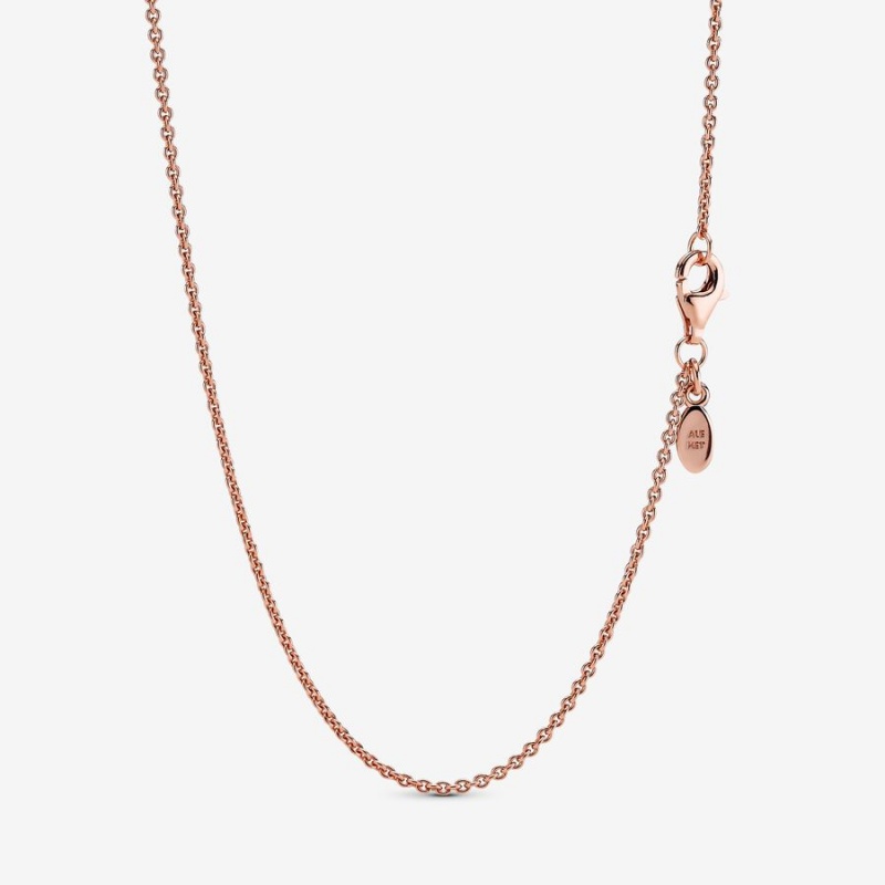 Rose Gold Plated Pandora Classic Cable Chain Necklaces | XJKH63520