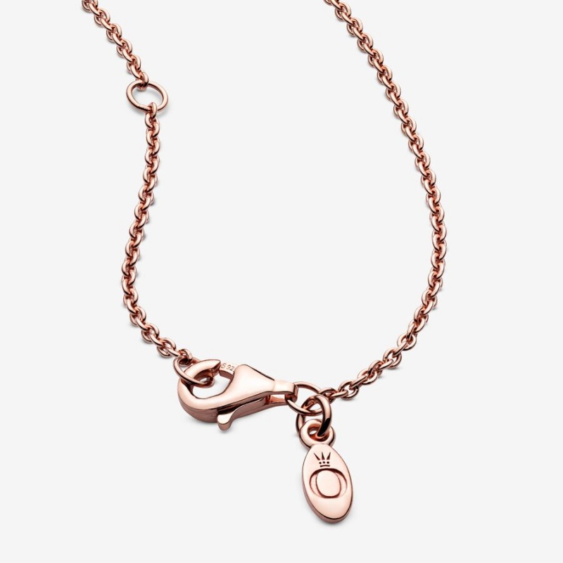 Rose Gold Plated Pandora Classic Cable Chain Necklaces | XJKH63520