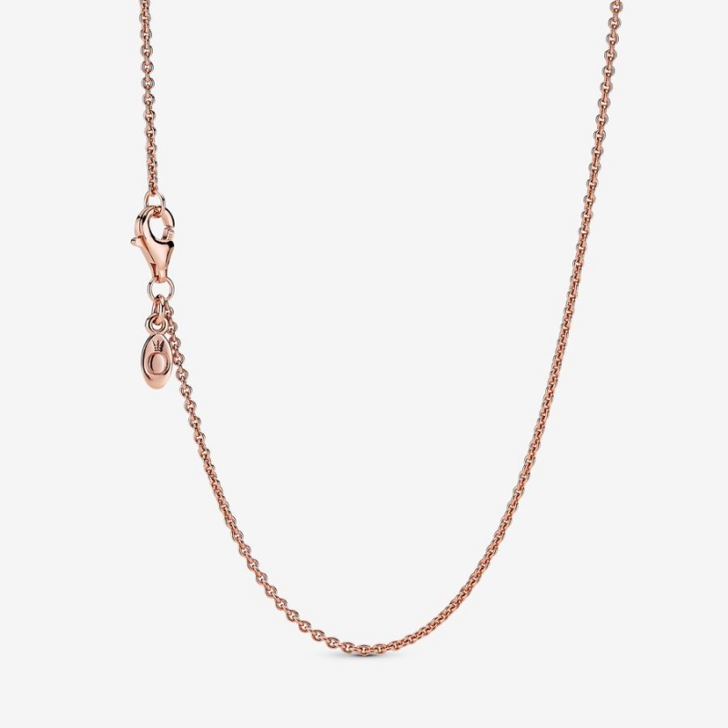 Rose Gold Plated Pandora Classic Cable Chain Necklaces | XJKH63520