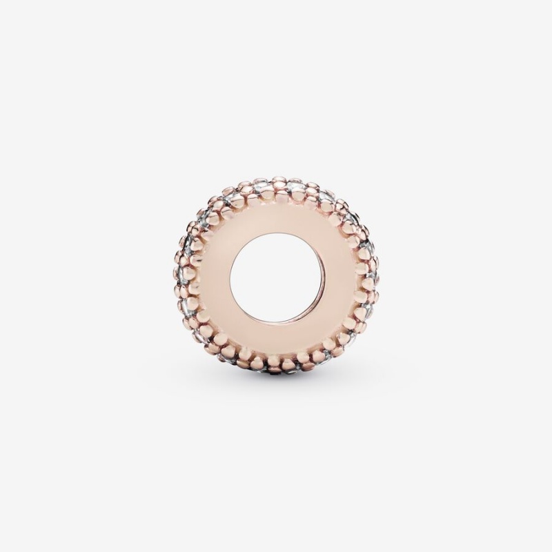 Rose Gold Plated Pandora Clear Sparkle Spacer Spacer Charms | OZFW38625