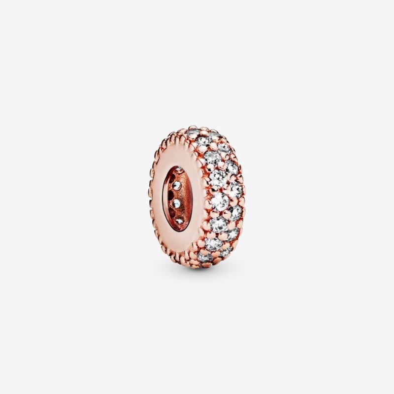 Rose Gold Plated Pandora Clear Sparkle Spacer Spacer Charms | OZFW38625