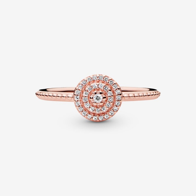 Rose Gold Plated Pandora Elegant Sparkle Statement Rings | KDSC39647