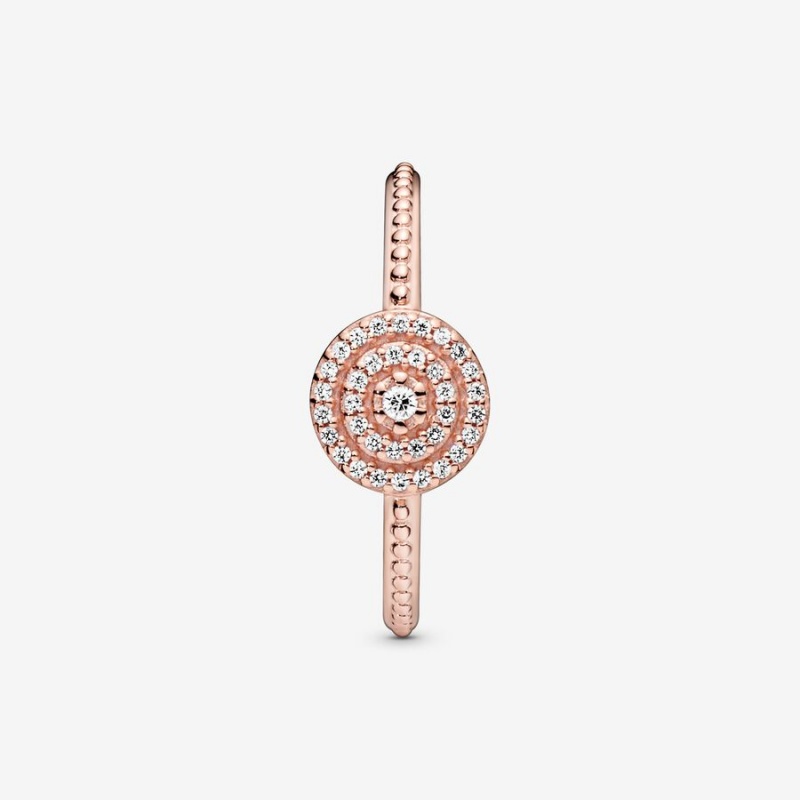 Rose Gold Plated Pandora Elegant Sparkle Statement Rings | KDSC39647