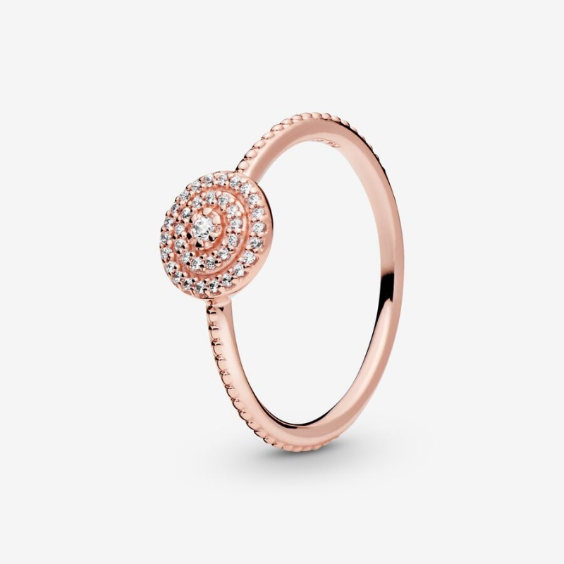 Rose Gold Plated Pandora Elegant Sparkle Statement Rings | KDSC39647