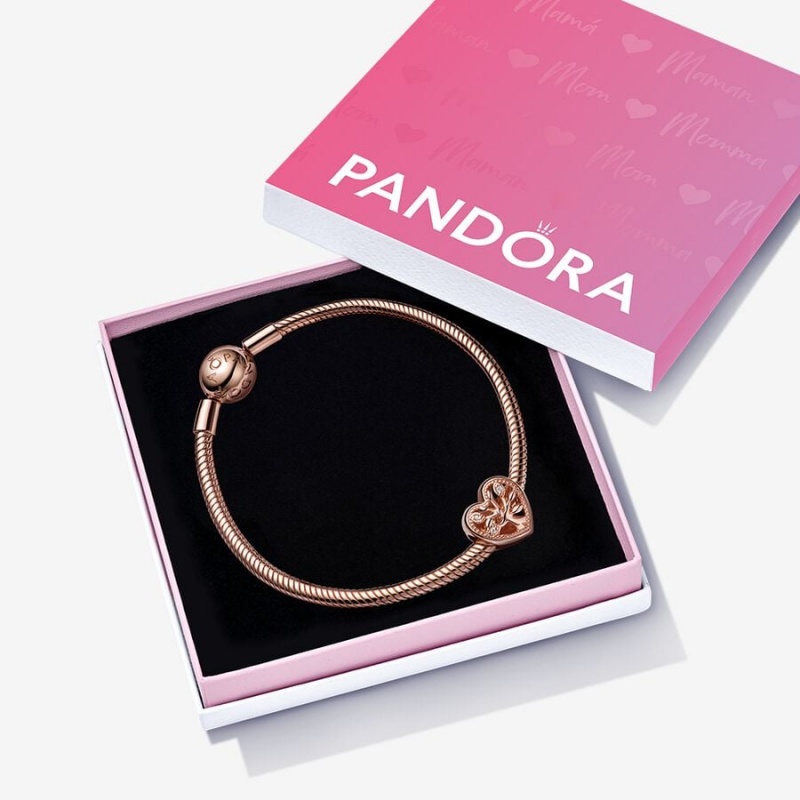 Rose Gold Plated Pandora Family Tree Heart Gift Set Charm Bracelets | IWBV20871