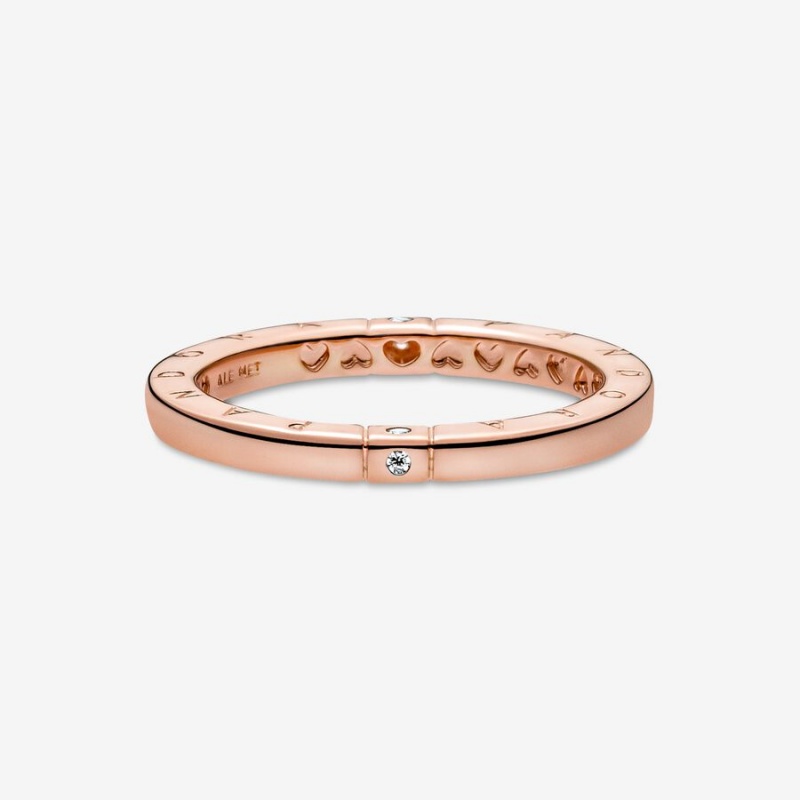 Rose Gold Plated Pandora Logo &s Stackable Rings | BKNF26487