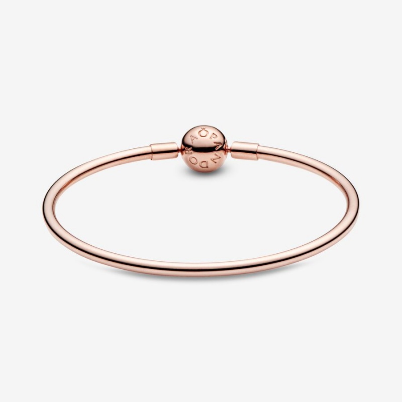 Rose Gold Plated Pandora Moments Bangle Charm Holders | NHQR17240