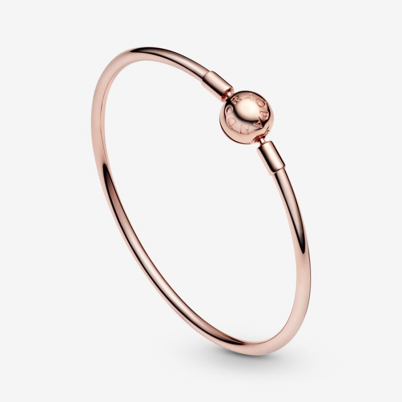 Rose Gold Plated Pandora Moments Bangle Charm Holders | NHQR17240