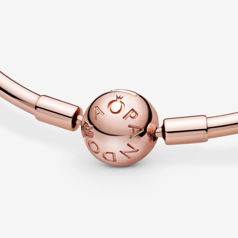 Rose Gold Plated Pandora Moments Bangle Charm Holders | NHQR17240