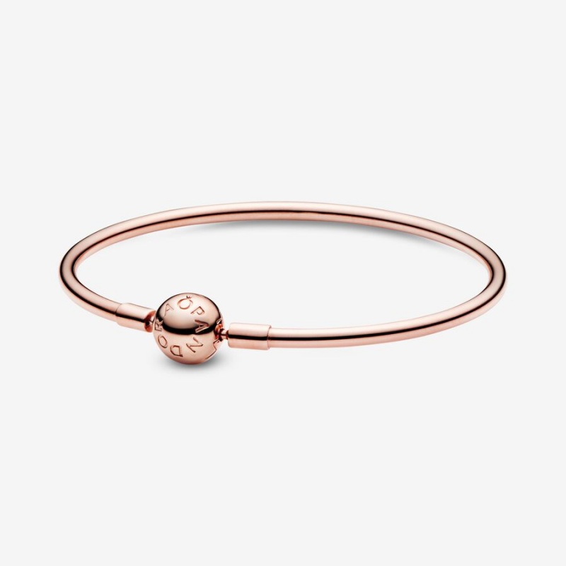 Rose Gold Plated Pandora Moments Bangle Charm Holders | NHQR17240