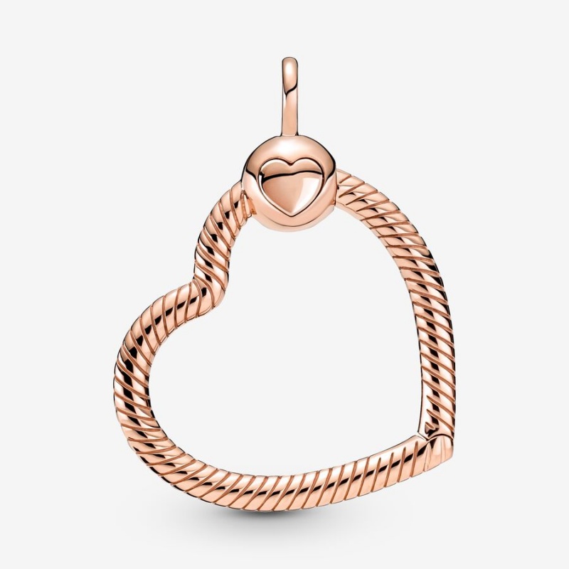 Rose Gold Plated Pandora Moments Heart Charm Holders | VOKR78052