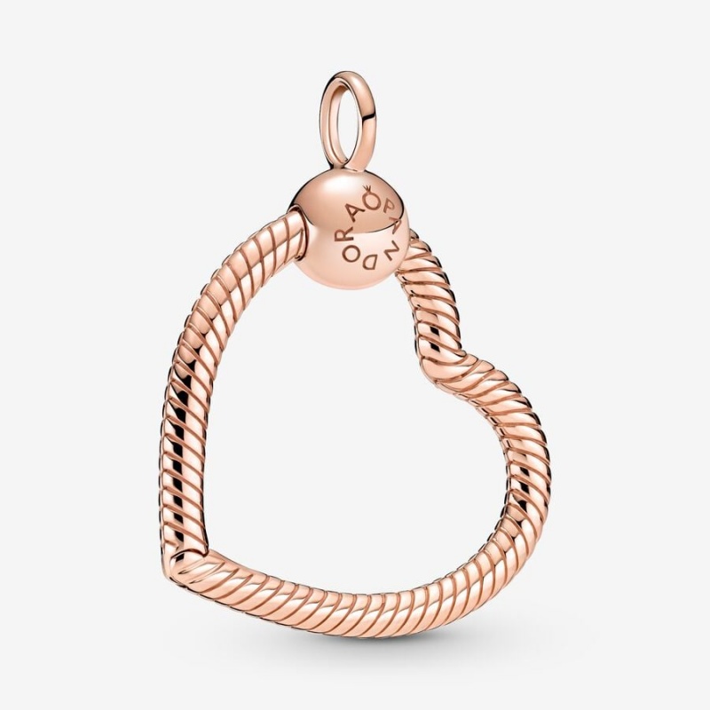 Rose Gold Plated Pandora Moments Heart Charm Holders | VOKR78052